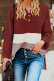 Maglione lungo color block lavorato a maglia con scollo a V da donna