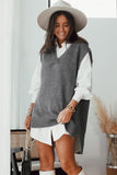 Ladies Plain Knitted Long Pullover Sweater Vest