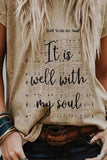 It's Well With My Soul Khaki Alphabet Printed Shirts