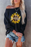 Sunflower Letter Print Crew Neck Sweatshirt