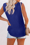 Scoop Neck Button Front Blue And White Tie Dye Tank Top