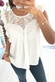  Pleated Tie Back Sleeveless Lace Embroidered Top