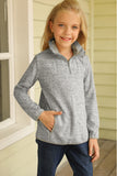 Khaki 1/4 Zipped Collar Toddlers Sweatshirt with Pocket