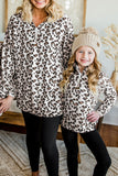 Felpa coordinata per la famiglia con zip a un quarto di leopardo