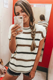 Striped Short Sleeve Knit Top