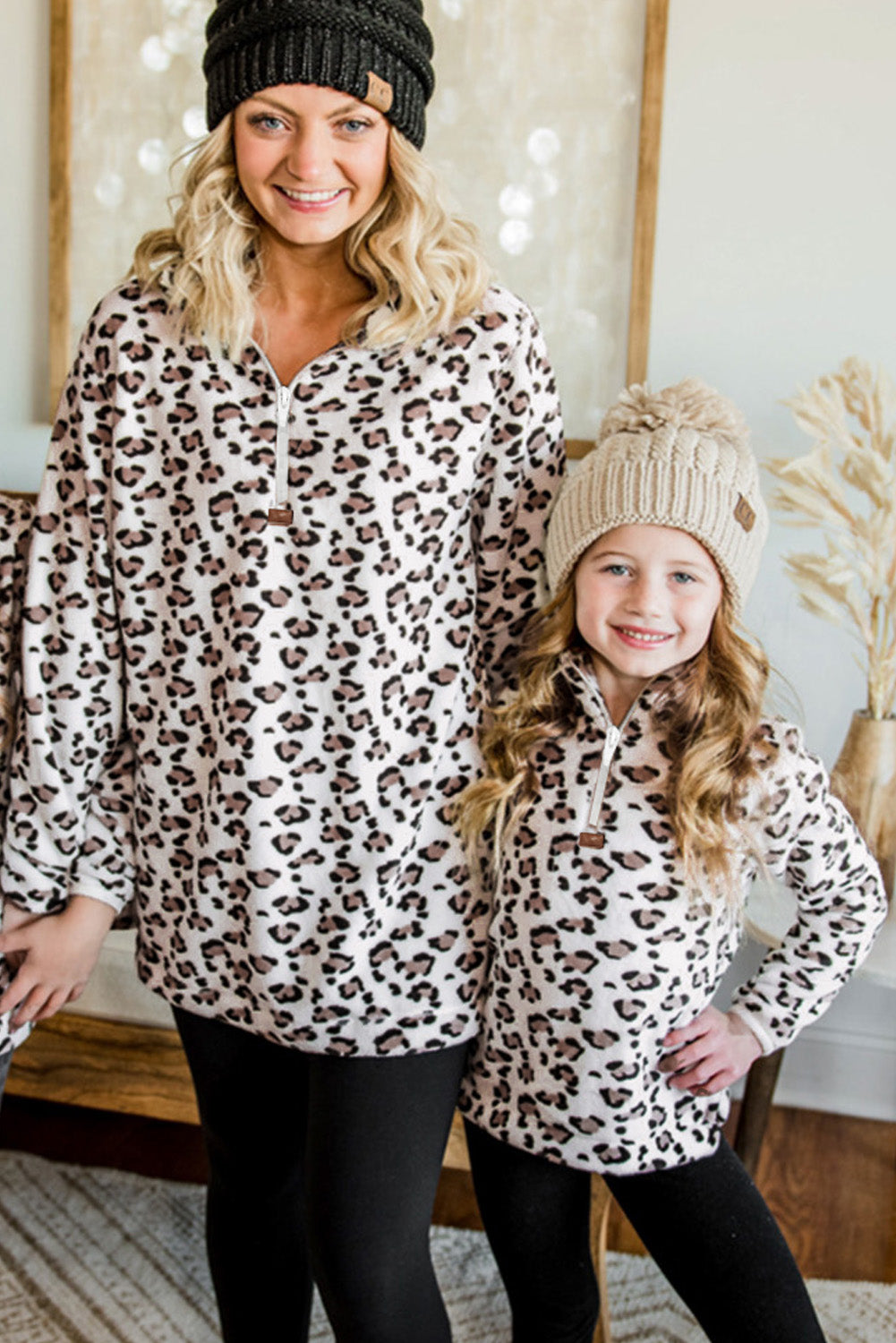 Leopard Quarter Zip Family Matching Sweatshirt