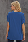 Round Neck Short Sleeve Solid Color Tee