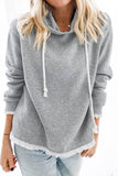 Lace Trim Solid Pullover Hoodie