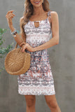 Bohemian All Over Print Strappy Keyhole Front Dress