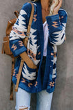 Cardigan da donna senza bottoni aperto sul davanti con stampa azteca e tasche