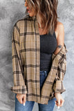 Button-up Long Sleeve Plaid Shacket