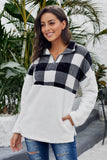 Fuzzy Pullover with Plaid Detail