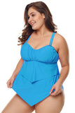 Pleated Detail Plus Size Two Piece Swimsuit