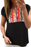 T-shirt con impunture leopardate a strisce colorate