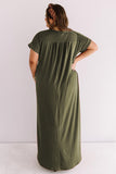 Plus Size V Neck Short Sleeve Maxi Dress with Slits