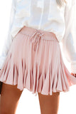 pink elastic waist pleated skirt