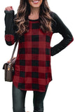 Plaid Long Sleeve Top with Elbow Patch
