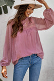 Frilled Swiss Dot Floral Embroidery Puff Sleeve Blouse
