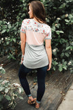 Floral Colorblock Printed Short Sleeve T Shirt