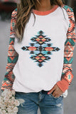Contrast Sleeve Aztec Sweatshirt Womens