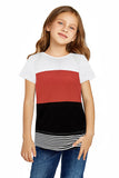 T-shirt da bambina a righe colorblock genitore-figlio