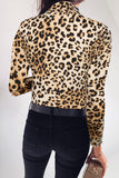 Body a maniche lunghe leopardato con collo alto
