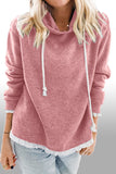 Lace Trim Solid Pullover Hoodie