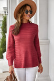Women's Solid Color High Neck Textured Knit Sweater