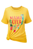 Womens Tops Mamacita with Cactus Luminous Yellow Fashion Tee