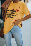 T-shirt casual a maniche corte con girocollo e stampa di lettere
