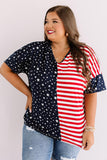 Women's Stars and Stripes Print Symmetrical Oversized T Shirt