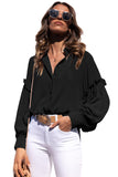 Ruffled Patchwork Bubble Sleeve Loose Shirt