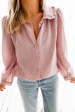 Polka Dot Ruffled Buttoned Long Sleeve Shirt