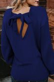 Maglione pullover da donna tinta unita scava fuori sul retro con cravatta
