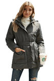 Gray Pocketed Double Closure Winter Puffer Jacket for Women