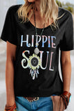 T-shirt con stampa di piume di girasole HIPPIE SOUL Tie-dye Ombre