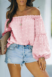 Off Shoulder Dotted Swiss Blouse