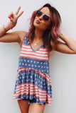 Flowy American Flag Star And Stripe Dress
