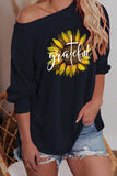 Sunflower Letter Print Crew Neck Sweatshirt