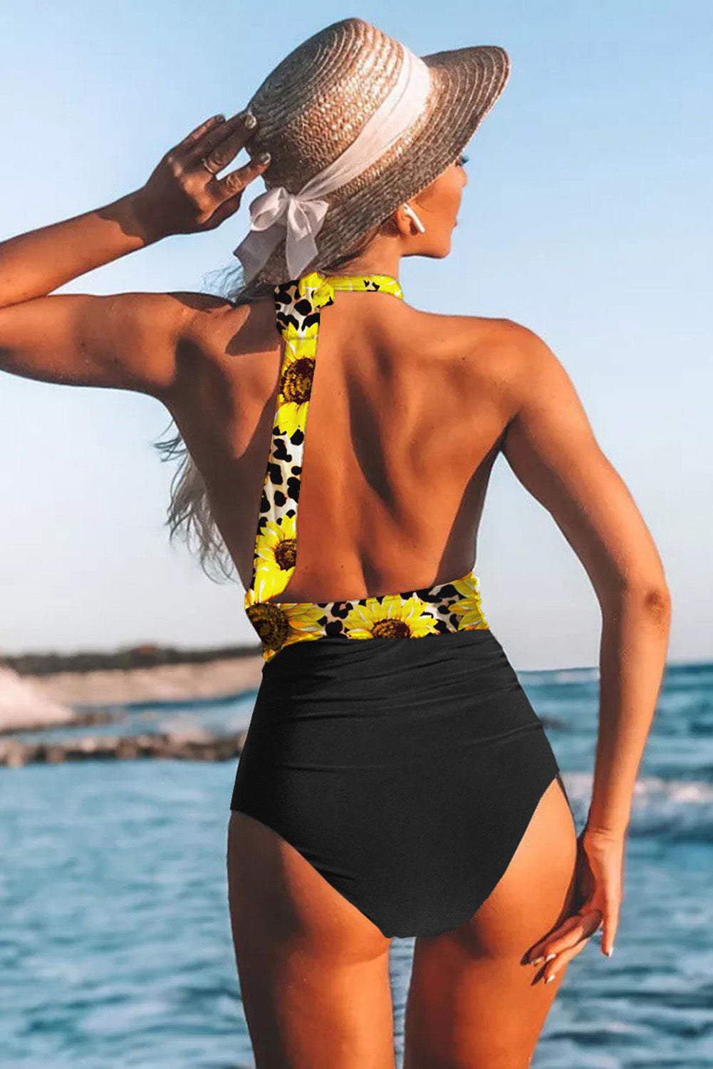 sunflower one piece bathing suit