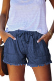 Casual Pocketed Frayed Denim Shorts