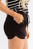 Dusty Pink Drawstring Elastic Waist Casual Shorts with Pockets