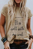 It's Well With My Soul Khaki Alphabet Printed Shirts
