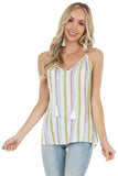 Striped Tank Top with Keyhole Detail