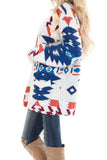 Women's Aztec Print Open Front Buttonless Cardigan with Pockets