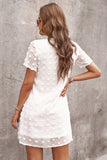 V Neck Pompom Babydoll Style Short Sleeves Flowy Mini Dress