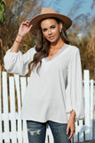 Lace V Neck Balloon Sleeves Top