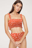 Womens Smocked Leopard Print High Waisted Bikini Set