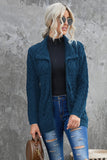 Women Zip-up Open Front Cable Knitted Sweater Jacket
