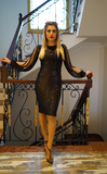 Sequin Tassel Sleeve Bodycon Evening Dress